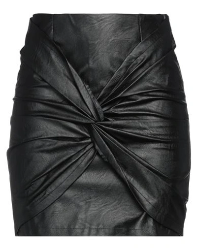 Shop Odi Et Amo Woman Mini Skirt Black Size 6 Polyurethane, Viscose, Polyester