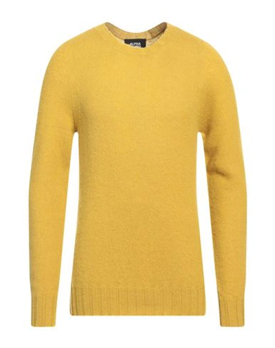 Shop Alpha Studio Man Sweater Mustard Size 44 Wool In Yellow