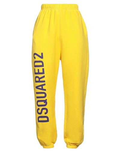 Shop Dsquared2 Woman Pants Yellow Size Xs Cotton