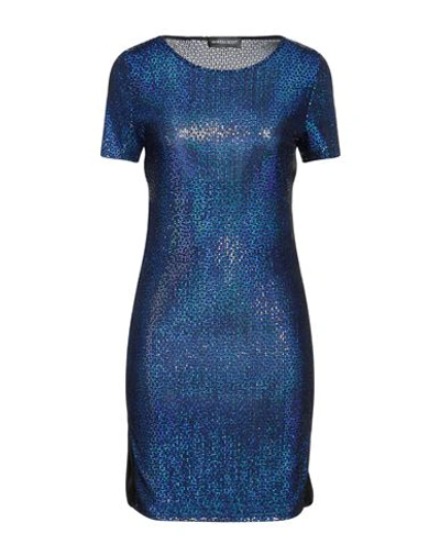 Shop Vanessa Scott Woman Mini Dress Blue Size S/m Nylon, Metallic Fiber, Elastane