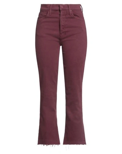 Shop Mother Woman Denim Pants Burgundy Size 28 Cotton, Polyester, Elastane In Red