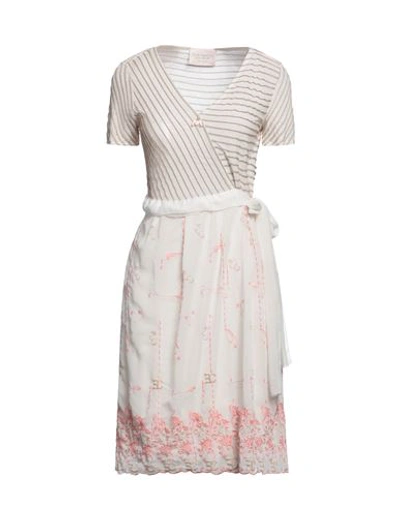 Shop Elisa Cavaletti By Daniela Dallavalle Woman Mini Dress Beige Size 10 Viscose, Polyester, Polyamide,