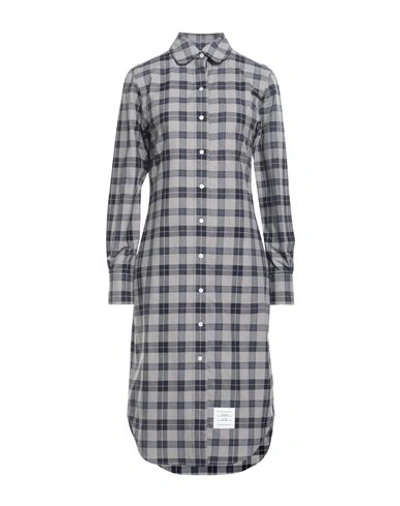 Shop Thom Browne Woman Midi Dress Grey Size 4 Cotton