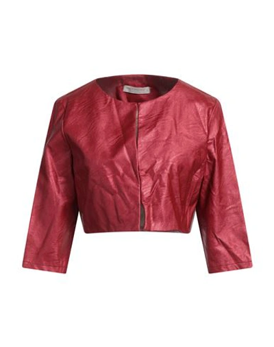 Shop Rinascimento Woman Jacket Brick Red Size L Viscose, Polyurethane Coated