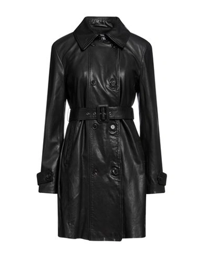 Shop Sword 6.6.44 Woman Overcoat & Trench Coat Black Size 8 Soft Leather