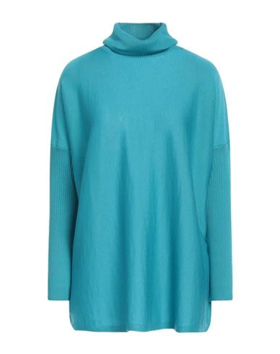 Shop Shirtaporter Woman Turtleneck Turquoise Size 8 Merino Wool In Blue