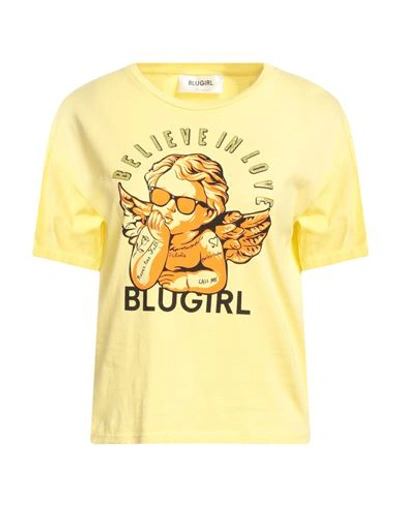 Shop Blugirl Blumarine Woman T-shirt Yellow Size 8 Cotton
