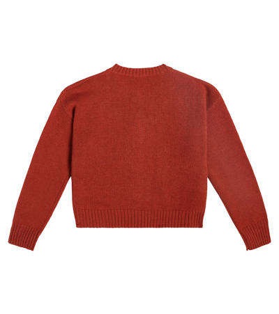 Il Gufo Embroidered Wool Cardigan In Red