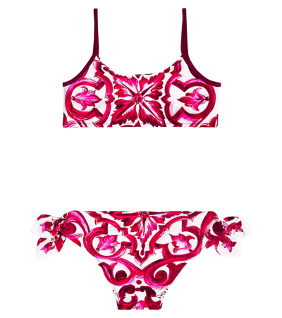 Shop Dolce & Gabbana Printed Bikini In Pink