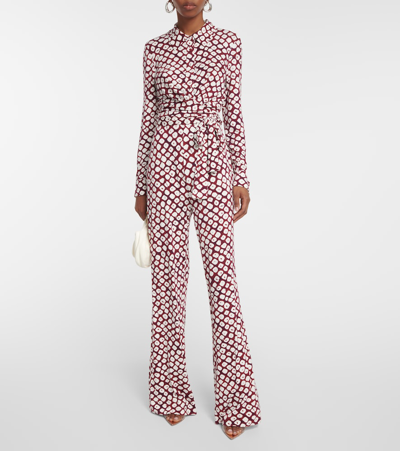 Shop Diane Von Furstenberg Michele Printed Belted Jumpsuit In Multicoloured