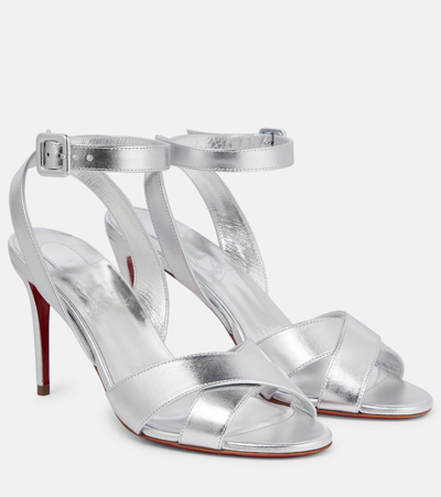 Shop Christian Louboutin Mariza 85 Metallic Leather Sandals In Silver