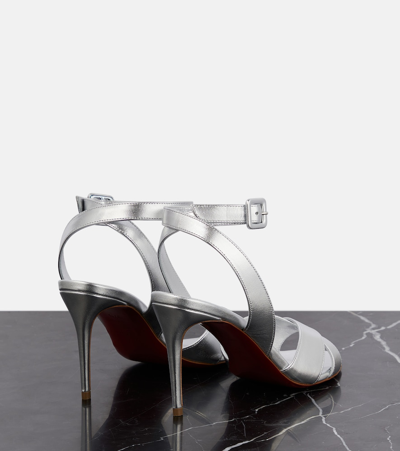 Christian Louboutin Mariza Metallic Crisscross Red Sole Sandals In Silver