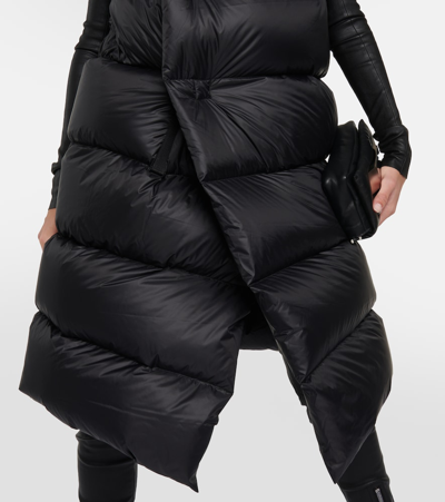 Rick Owens Oversized Quilted Knit-paneled Shell Hooded Down Jacket In Black