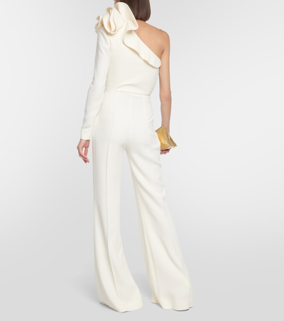 Shop Elie Saab Floral One-shoulder Jumpsuit In White