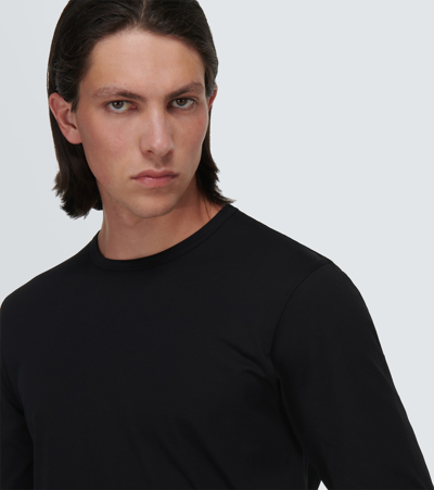 Shop Sunspel Classic Long Sleeve Cotton T-shirt In Black