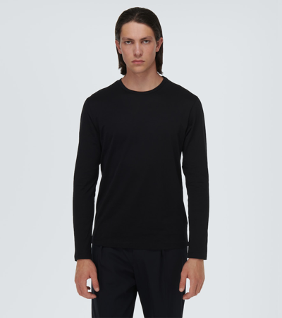 Shop Sunspel Classic Long Sleeve Cotton T-shirt In Black