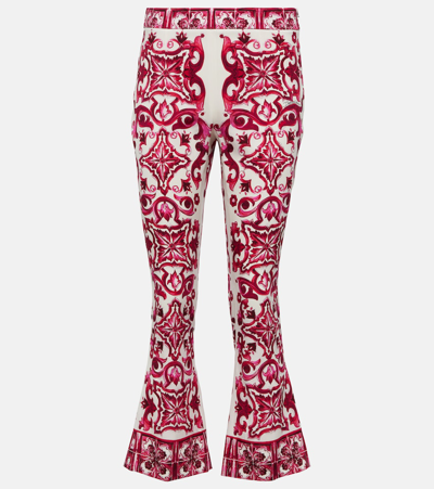 Shop Dolce & Gabbana Printed Flared Trumpet Leg Pants In Pink
