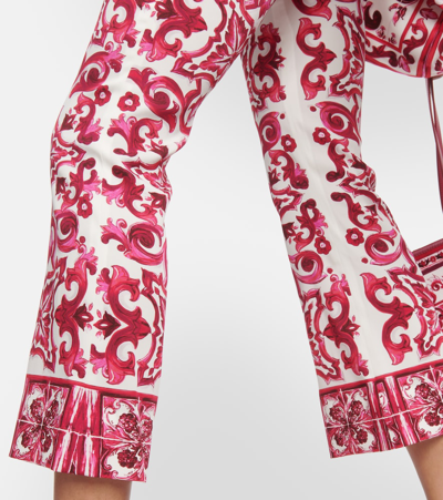 Dolce & Gabbana Majolica Print Charmeuse Pants In Pink