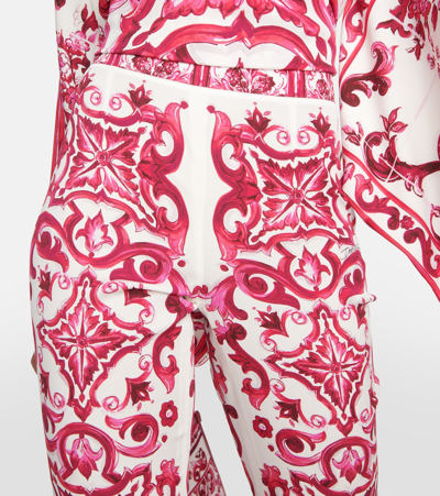 Shop Dolce & Gabbana Printed Flared Trumpet Leg Pants In Pink