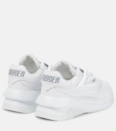 Shop Versace Odissea Leather Sneakers In White