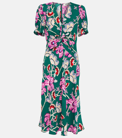 Shop Diane Von Furstenberg Anaba Floral Crêpe Midi Dress In Multicoloured