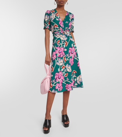 Shop Diane Von Furstenberg Anaba Floral Crêpe Midi Dress In Multicoloured