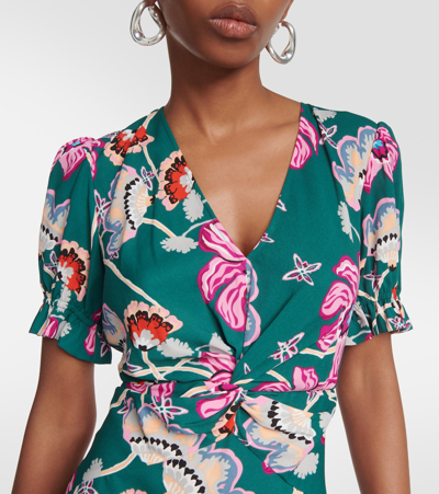 Shop Diane Von Furstenberg Anaba Floral Crêpe Midi Dress In Multicoloured