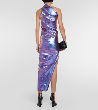 Rick Owens Athena One-shoulder Denim Maxi Dress In Purple