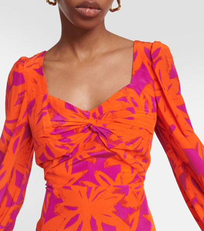 Shop Diane Von Furstenberg Evie Floral Midi Dress In Orange