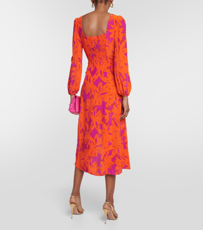 Shop Diane Von Furstenberg Evie Floral Midi Dress In Orange