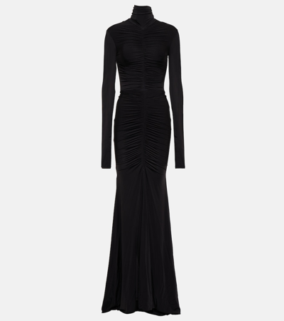 Shop Alex Perry Garner Mockneck Ruched Gown In Black