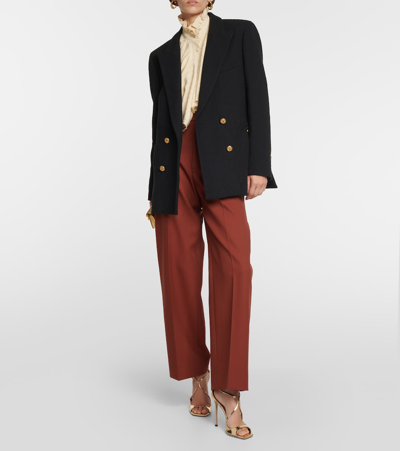 Blazé Milano Missy Double-breasted Cotton-blend Blazer In Black