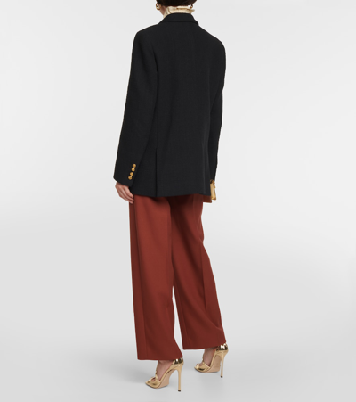 Blazé Milano Missy Double-breasted Cotton-blend Blazer In Black