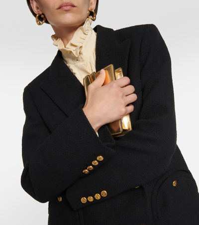 Blazé Milano Missy Double-breasted Cotton-blend Blazer In Black