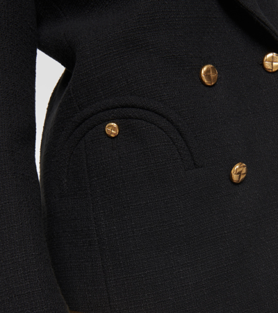Shop Blazé Milano Missy Double-breasted Cotton-blend Blazer In Black