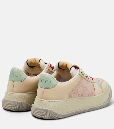 Gucci Screener Gg Leather-trimmed Canvas Sneakers In Brown