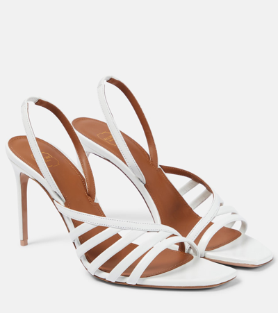 Shop Malone Souliers Ama 90 Leather Slingback Sandals In White