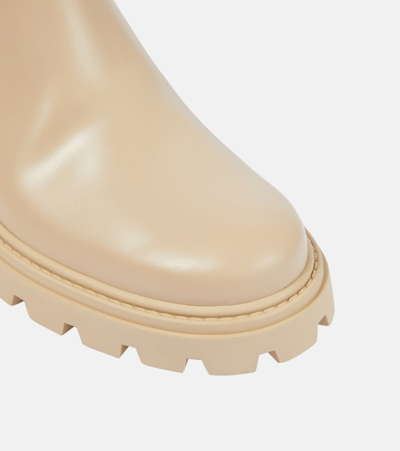 Shop Tod's Leather Boots In Beige