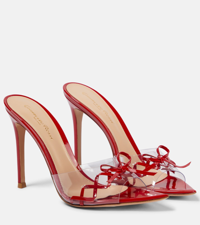 Shop Gianvito Rossi Patent Leather And Pvc Mules In Red
