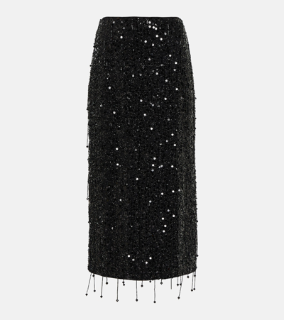 Shop Simkhai Gisele Sequined Midi Skirt In Black