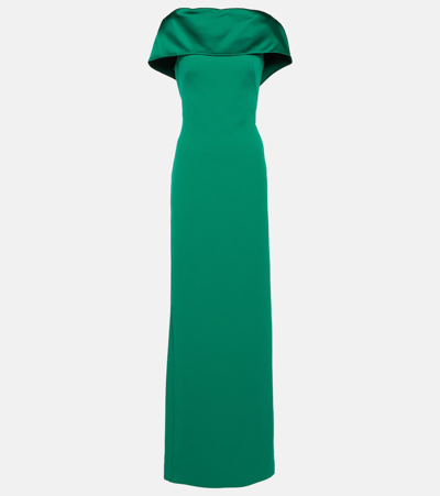 Shop Safiyaa Inaya Crêpe Gown In Green