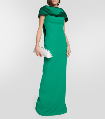 Shop Safiyaa Inaya Crêpe Gown In Green