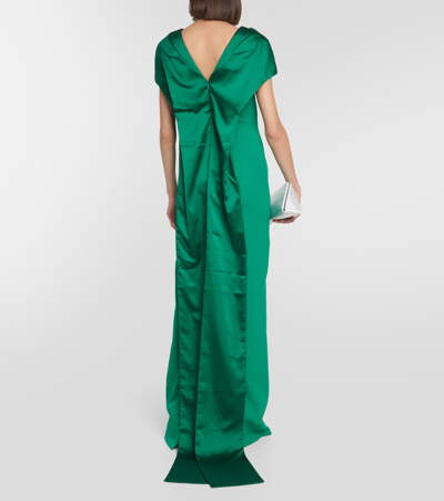 Shop Safiyaa Inaya Crêpe Gown In Green