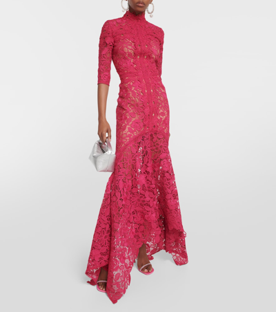 Shop Costarellos Kalissa Guipure Lace Gown In Pink