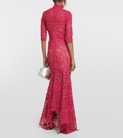 Shop Costarellos Kalissa Guipure Lace Gown In Pink
