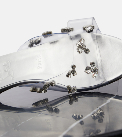 Christian Louboutin Degraqueenie Embellished Pvc Slides In Silver
