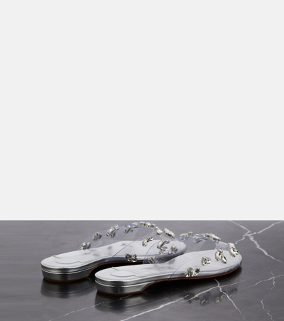 Christian Louboutin Degraqueenie Embellished Pvc Slides In Silver