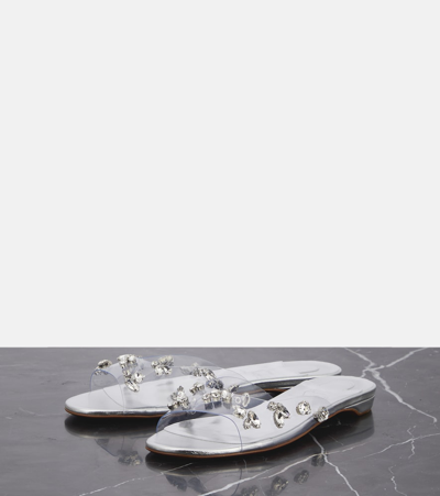 Christian Louboutin Degraqueenie Embellished Pvc Slides In Silver