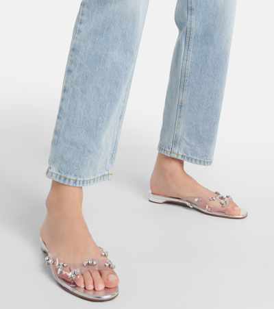 Christian Louboutin Degraqueenie Embellished Pvc Slides In Silver