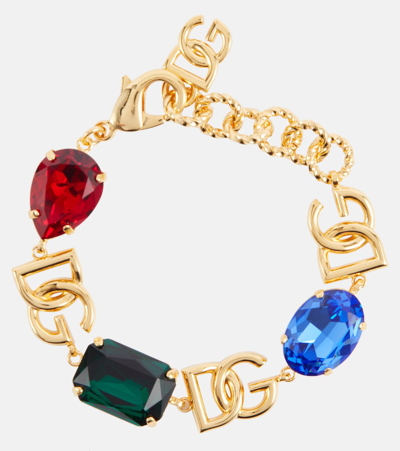 Shop Dolce & Gabbana Dg Embellished Bracelet In Gold